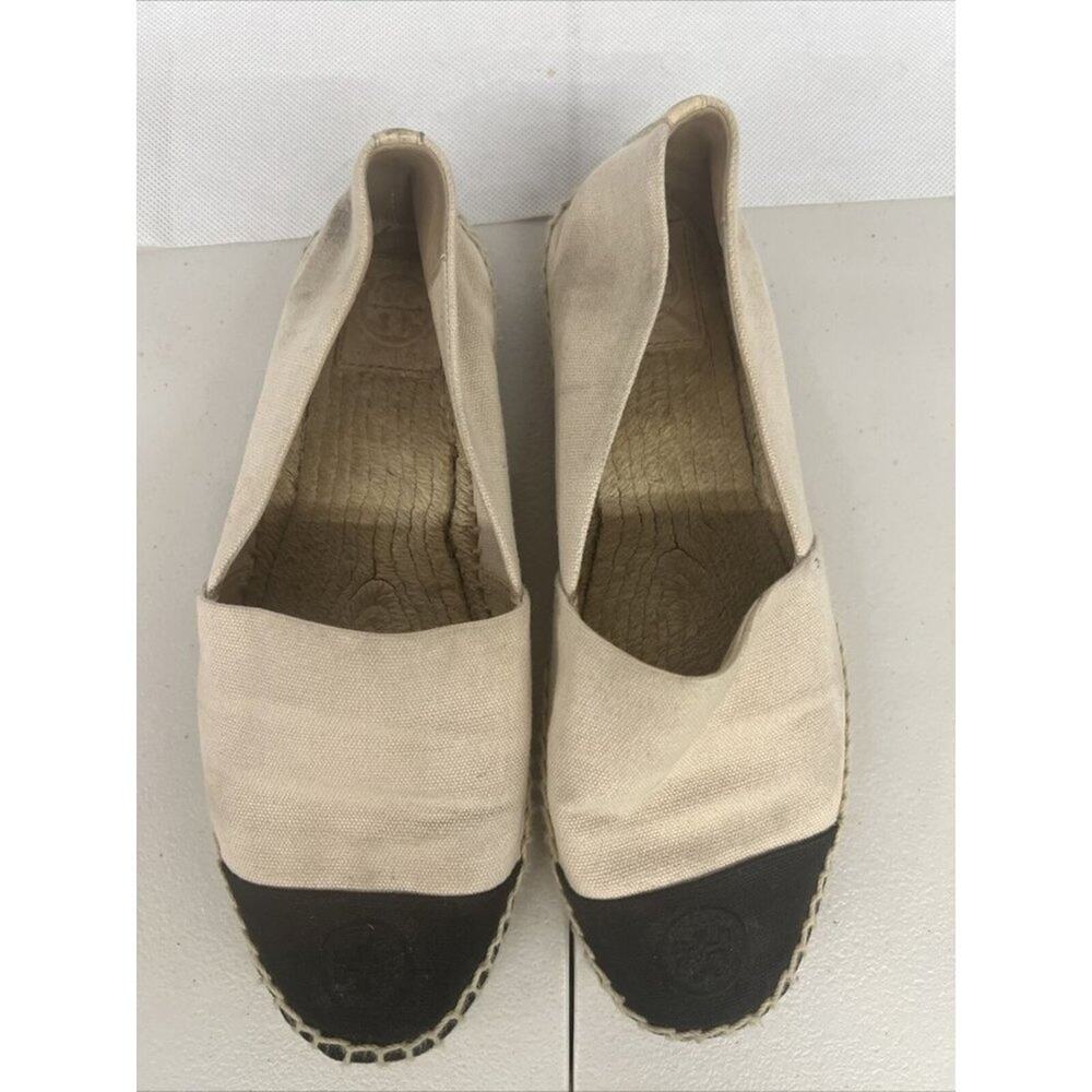 Tory Burch Dulce de Leche Black Cap Toe Espadrille Color Block Size 9.5